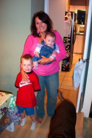 Clydia Masters with her two grandchildren, Dylan and Abbey.